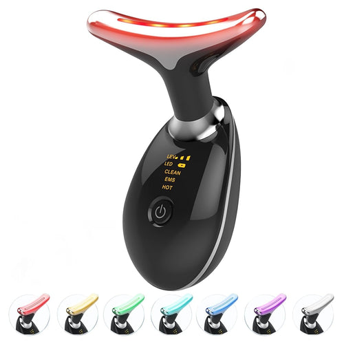 EMS Face Lifting Massager with Red Light Therapy | Facial, Neck & Eye Microcurrent Vibrating Massage Tool | Anti-Wrinkle Skin Tightening Device (Random Color)